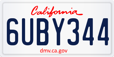 CA license plate 6UBY344