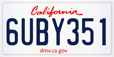 CA license plate 6UBY351