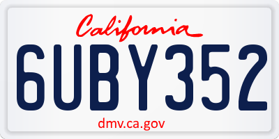 CA license plate 6UBY352