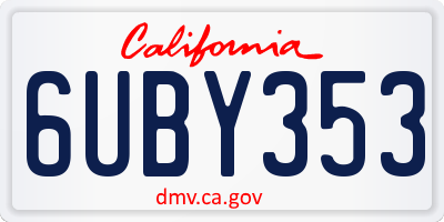 CA license plate 6UBY353