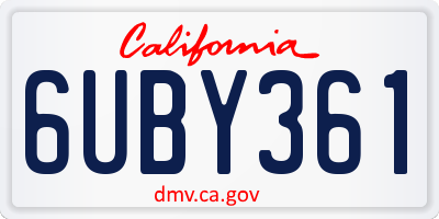 CA license plate 6UBY361