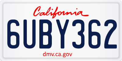 CA license plate 6UBY362