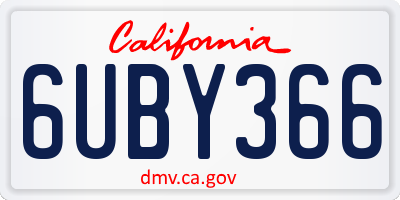 CA license plate 6UBY366