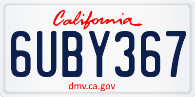 CA license plate 6UBY367