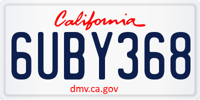 CA license plate 6UBY368