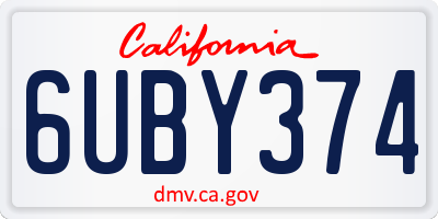 CA license plate 6UBY374