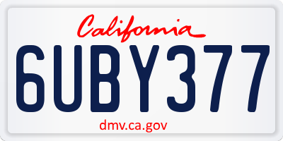 CA license plate 6UBY377