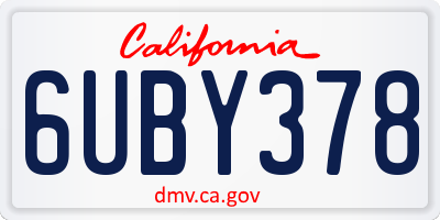 CA license plate 6UBY378