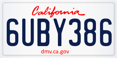 CA license plate 6UBY386
