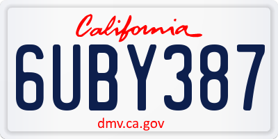 CA license plate 6UBY387