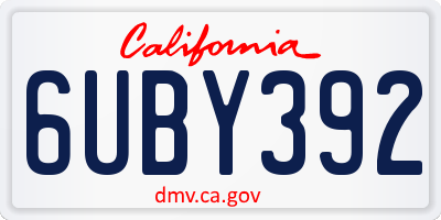 CA license plate 6UBY392