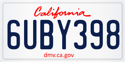 CA license plate 6UBY398