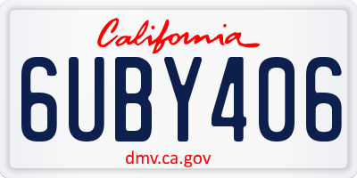 CA license plate 6UBY406
