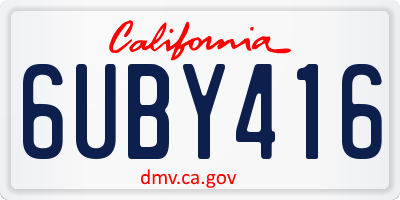 CA license plate 6UBY416