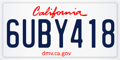 CA license plate 6UBY418