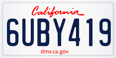 CA license plate 6UBY419