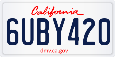 CA license plate 6UBY420