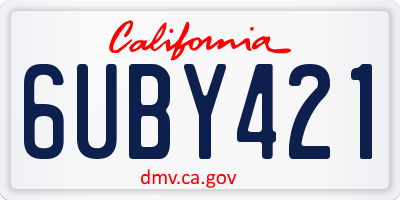 CA license plate 6UBY421