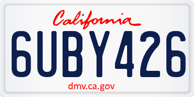 CA license plate 6UBY426