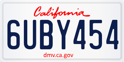 CA license plate 6UBY454