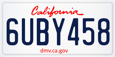 CA license plate 6UBY458