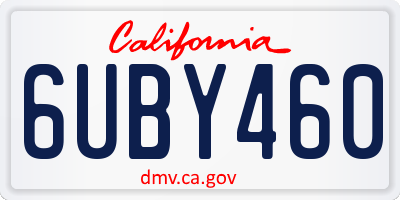 CA license plate 6UBY460