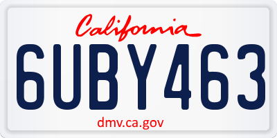 CA license plate 6UBY463