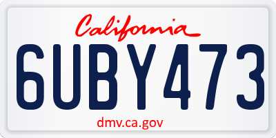 CA license plate 6UBY473