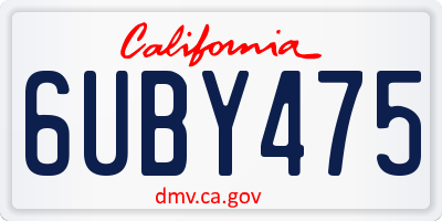 CA license plate 6UBY475