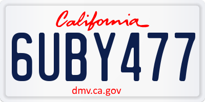 CA license plate 6UBY477