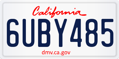 CA license plate 6UBY485
