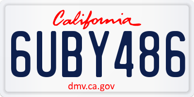 CA license plate 6UBY486