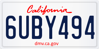 CA license plate 6UBY494