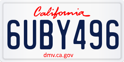 CA license plate 6UBY496