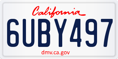 CA license plate 6UBY497