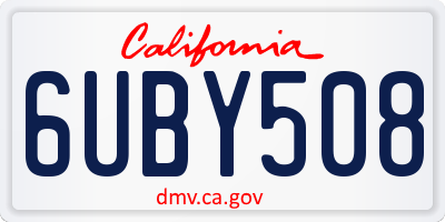 CA license plate 6UBY508
