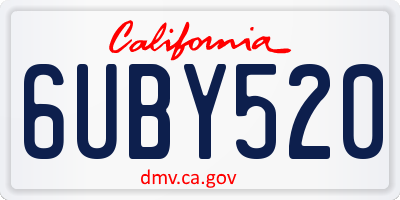 CA license plate 6UBY520