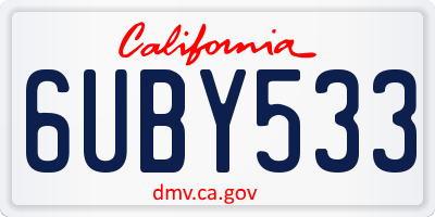 CA license plate 6UBY533