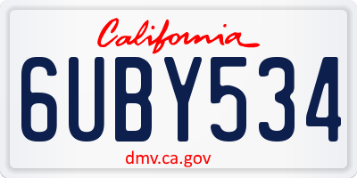 CA license plate 6UBY534