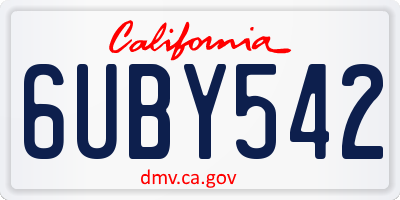 CA license plate 6UBY542