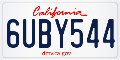 CA license plate 6UBY544