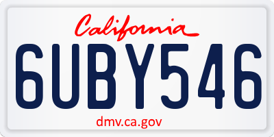 CA license plate 6UBY546
