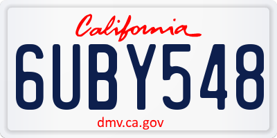 CA license plate 6UBY548