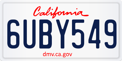 CA license plate 6UBY549