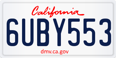 CA license plate 6UBY553