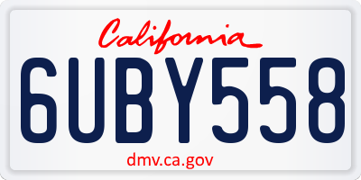 CA license plate 6UBY558