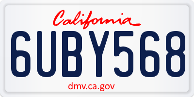 CA license plate 6UBY568