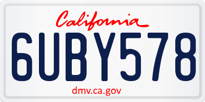 CA license plate 6UBY578