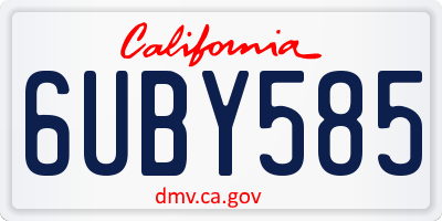 CA license plate 6UBY585
