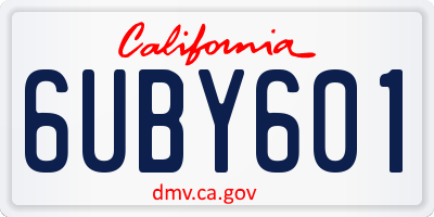 CA license plate 6UBY601